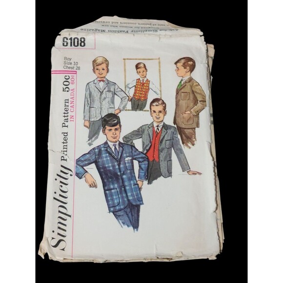 Vtg 1960’s Simplicity Boys Jacket Sewing Pattern #6108 Size 10 Chest 28 - Picture 6 of 6